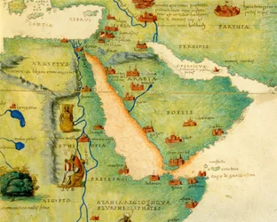 Ethiopië, de Rode Zee en Saoedi-Arabië, uit een Atlas van de Wereld in 33 Kaarten, Venetië, 1 september 1553 (detail)